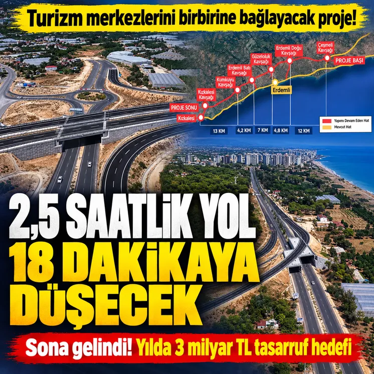 Özellikle yaz aylarında 2,5 saate varan seyahat süresinin 18 dakikaya düşecek