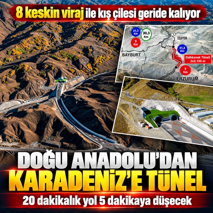 Doğu Anadolu'yu Karadeniz'e bağlayan tünelde geri sayım