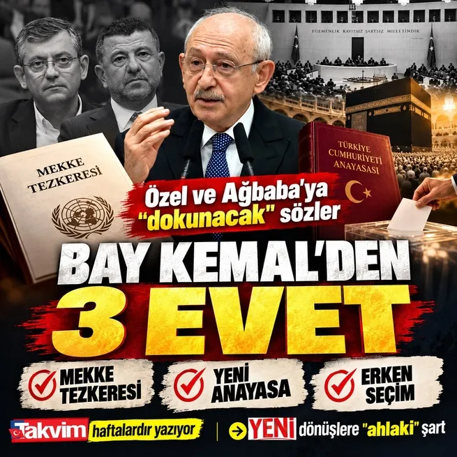 Kılıçdaroğlu'ndan 3 evet: Mekke tezkeresi, yeni anayasa ve erken seçim