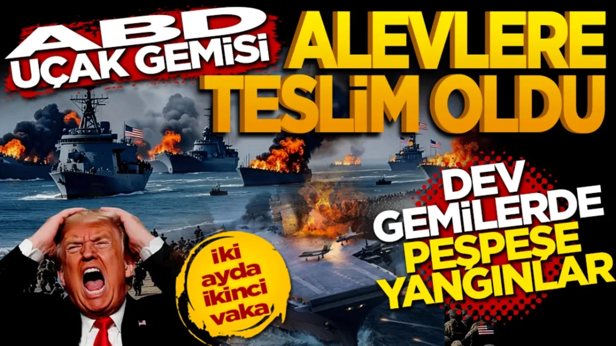 ABD u&ccedil;ak gemisi alevlere teslim oldu!